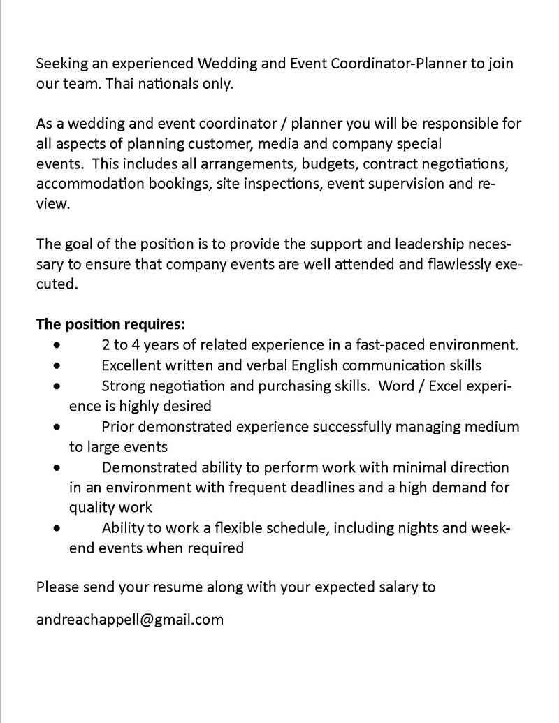 Wedding Co-ordinator/Planner