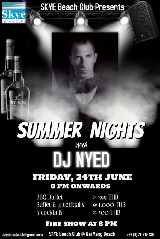 Summer nights at Skye Beach Club Nai Yang Beach