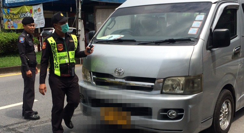 The blitz netted hundreds of Phuket taxi and tuk-tuk drivers for no road tax or driving an unregistered vehicle. Photo: Eakkapop Thongtub