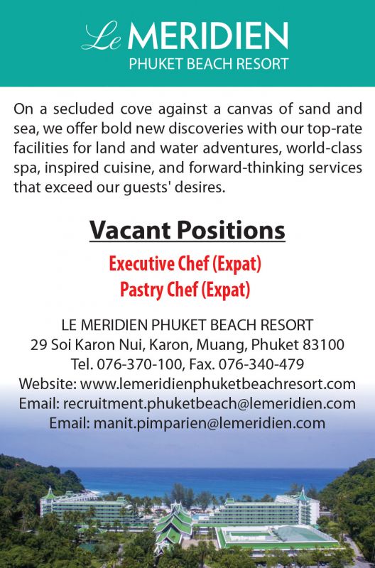 Vacant Positions at Le Meridien  Phuket Beach Resort