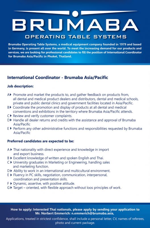 International Coordinator - Brumaba Asia/Pacific