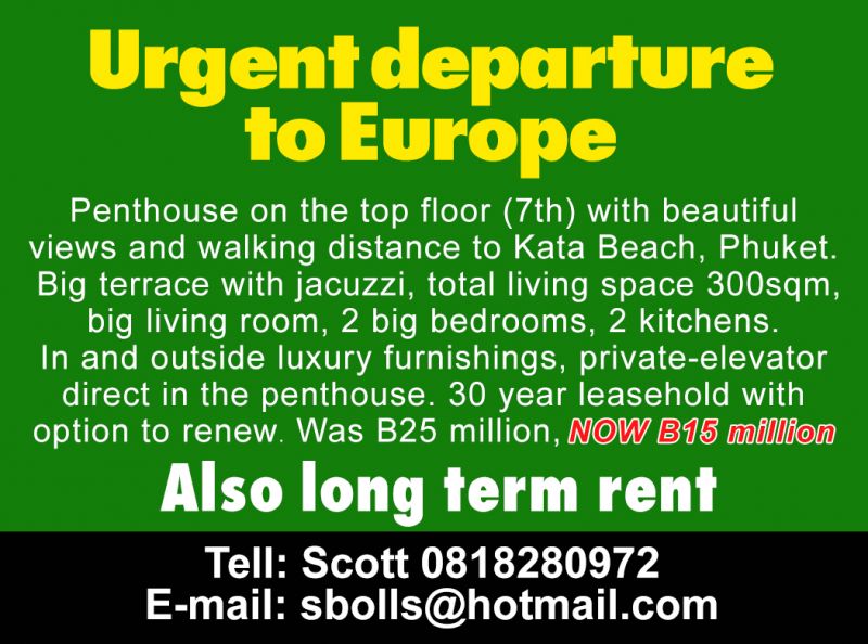 Urgent on departure to Europe