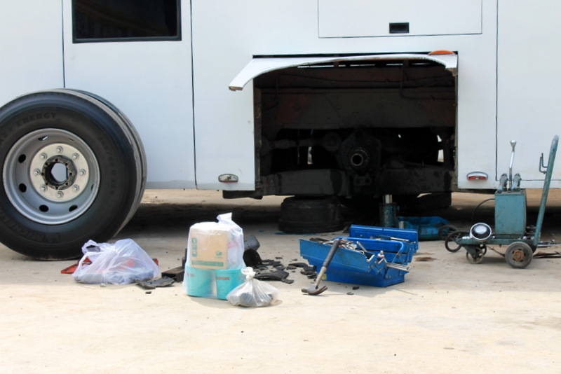 Tour buses not registered in Phuket but used for carrying tourists around the island have been 'invited' to have brake checks. Photo: The Phuket News / file