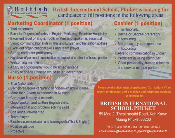 British International School looking for candidates to fill positions