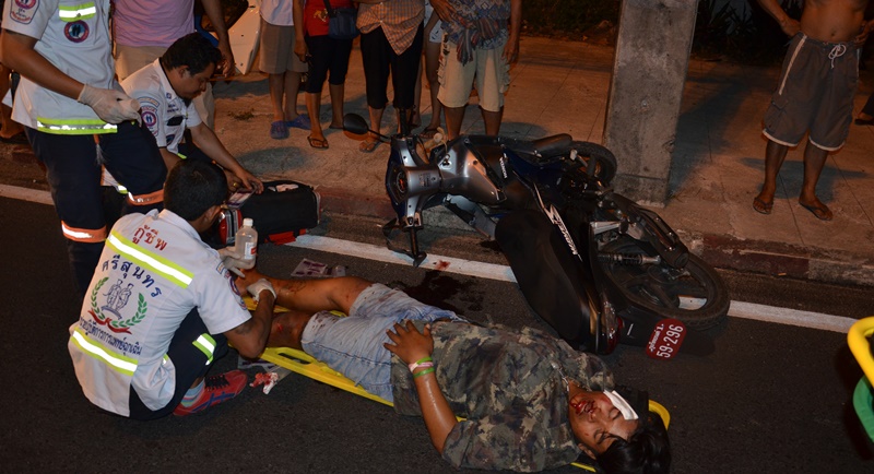 Phuket man, 19, injured in high speed collision with power pole