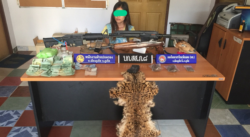 Bungled Phuket boatman drug arrest snares woman with firearms, drugs and wild animal remains