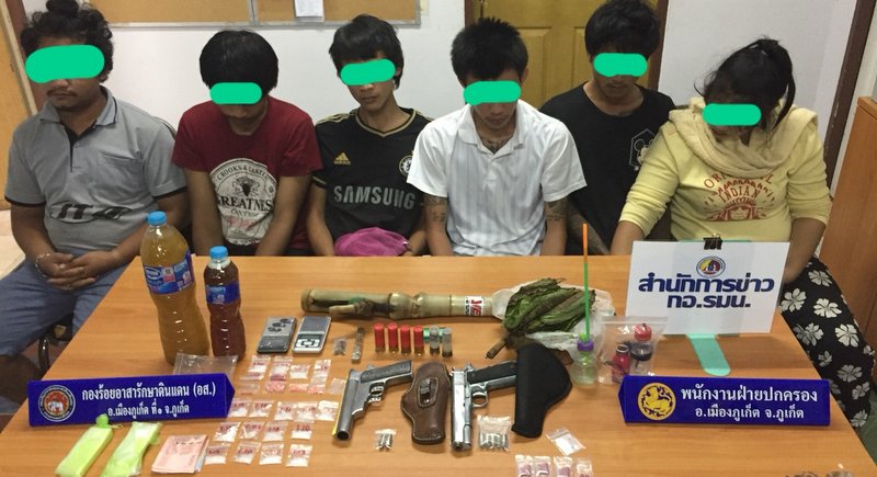 Six arrested in Phuket drugs, illegal firearms bust
