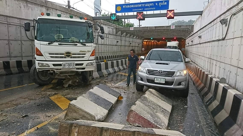 Slippery road blamed for Phuket underpass crash