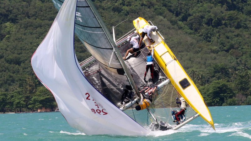 Strong gusts overpower racers in Phuket’s Multihull Solutions Regatta