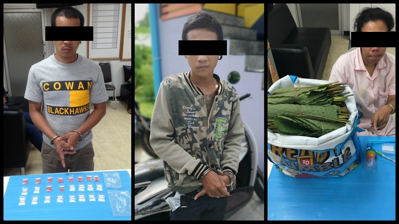 Police arrest three drug suspects on the same Phuket Town street