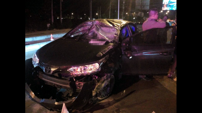 Filipina expat escapes unharmed as car rolls at airport turnoff roadworks