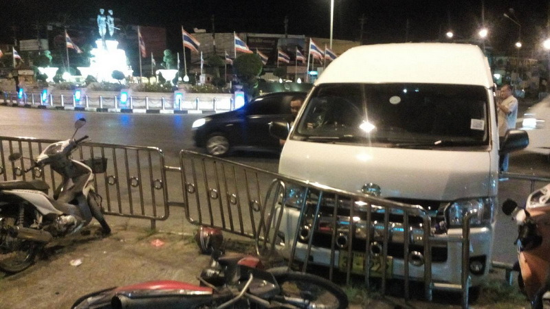 Phuket tourist passenger van driver takes out motorbike on second day of work