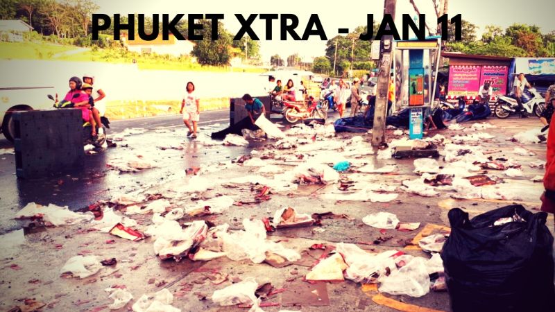 PHUKET XTRA: VIDEO: ’Free’ beer? Flying tourist falls on boat! Four killed at school! || Jan. 11