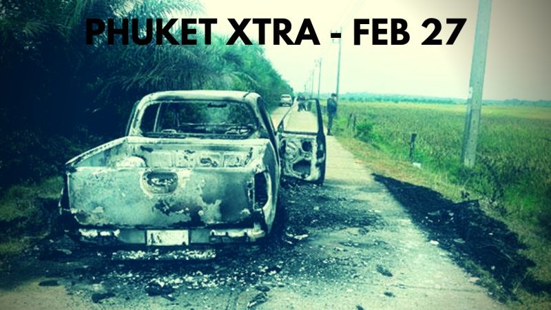 PHUKET XTRA: VIDEO: Elephant races towards cyclist! Southern Thai cops killed! Stinky Bang Tao Canal?  || Feb. 27