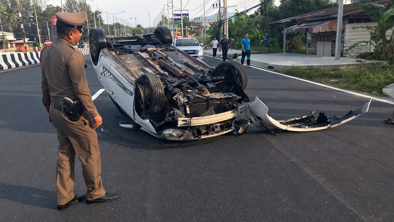 Man, 18, charged after flipping car on main Phuket road