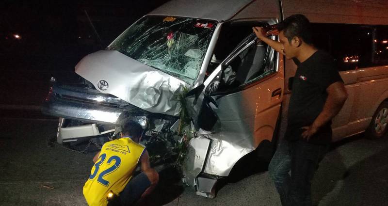 Van driver escapes with minor injuries after hitting power pole