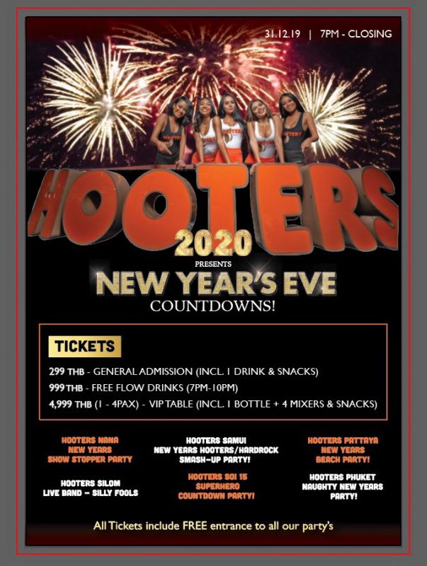 COUNTDOWN TO 2020 AT HOOTERS