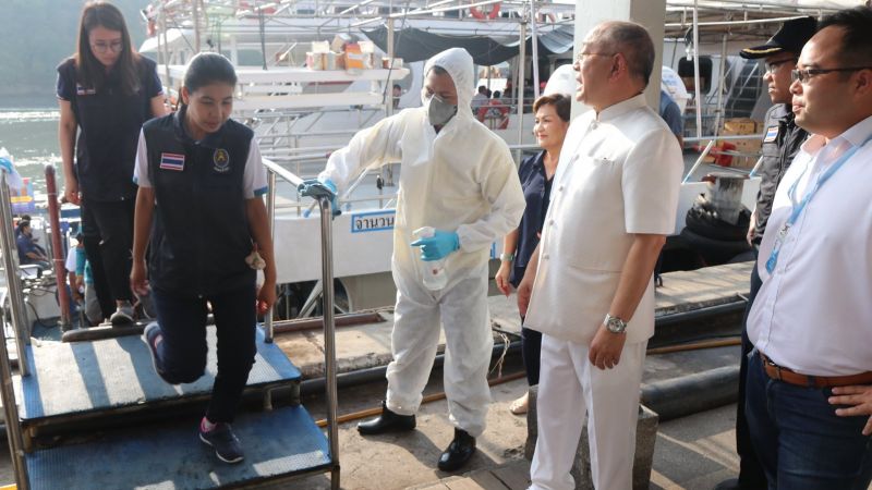 Phuket officials check sanitation measures at Rassada Pier