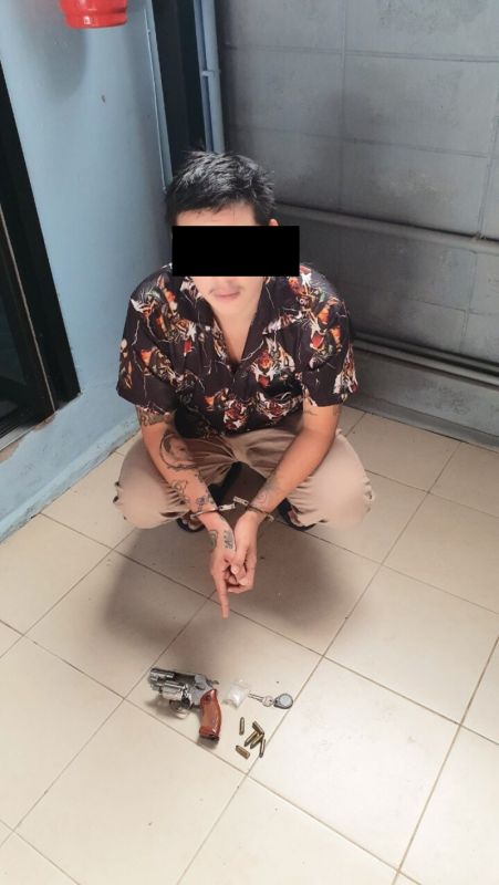 An unregistered revolver was also seized during the raids. Photo: Phuket Provincial Police