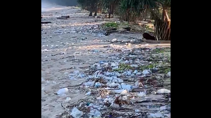 Flood of plastic waste washes ashore Phuket beach