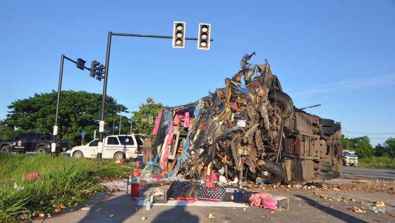 Seven killed, 40 hurt in Korat bus-lorry crash