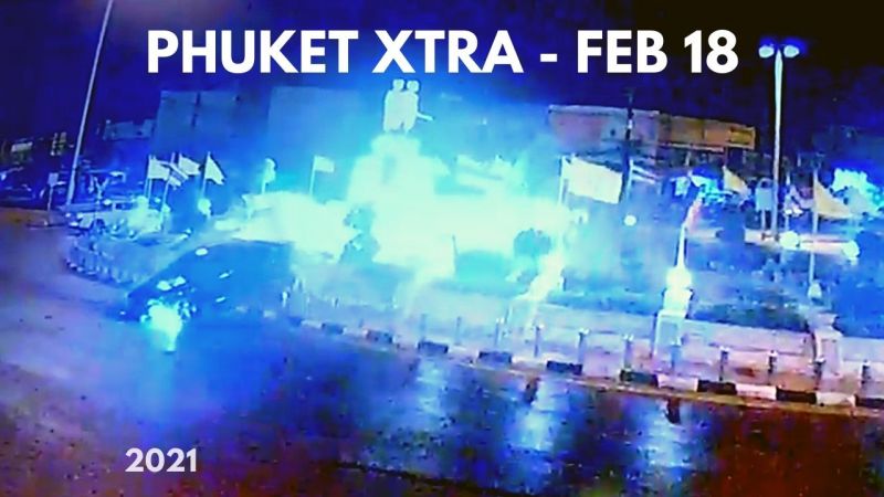 PHUKET XTRA: VIDEO: Car narrowly misses Heorine’s Monument in crash! || February 18