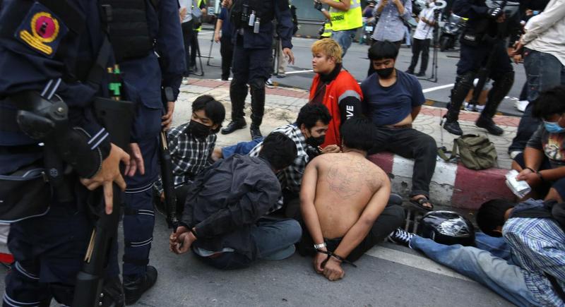 Police arrest at least 35 protesters in Bangkok
