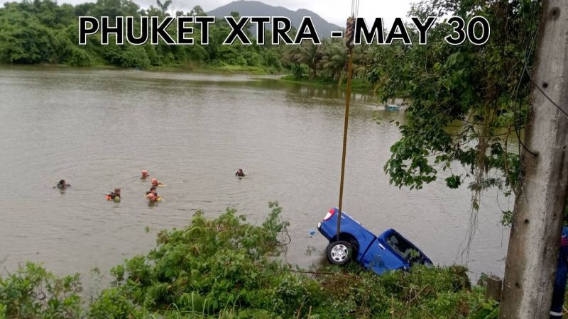 PHUKET XTRA: VIDEO: Heavy rains take their toll on Phuket, Woman drowns as pickup plunges into lake || May 30