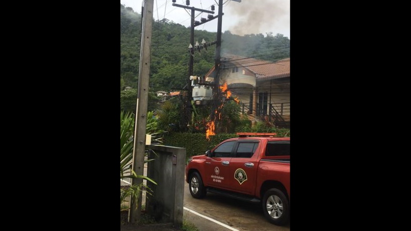Power cables catch fire in Kamala