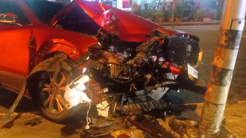 Woman injured as car slams power pole
