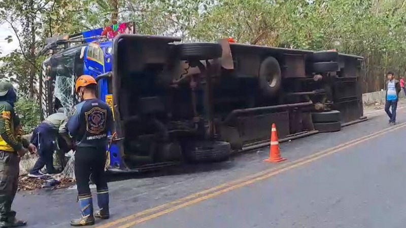 Monk killed as bus rams barriers on hilly road