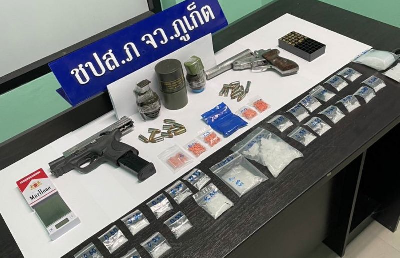 Hand grenades, guns seized in Phuket drug bust