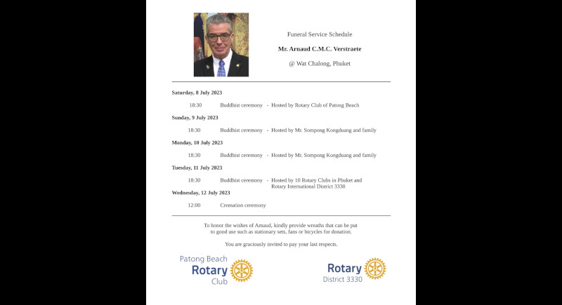 Funeral services for Arnaud Verstraete begin