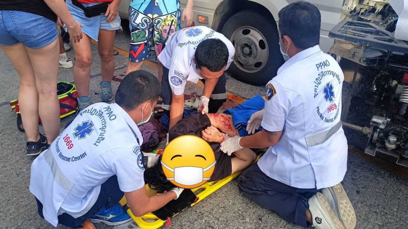 Tourist injured after ATV collides with bus on Phuket public road