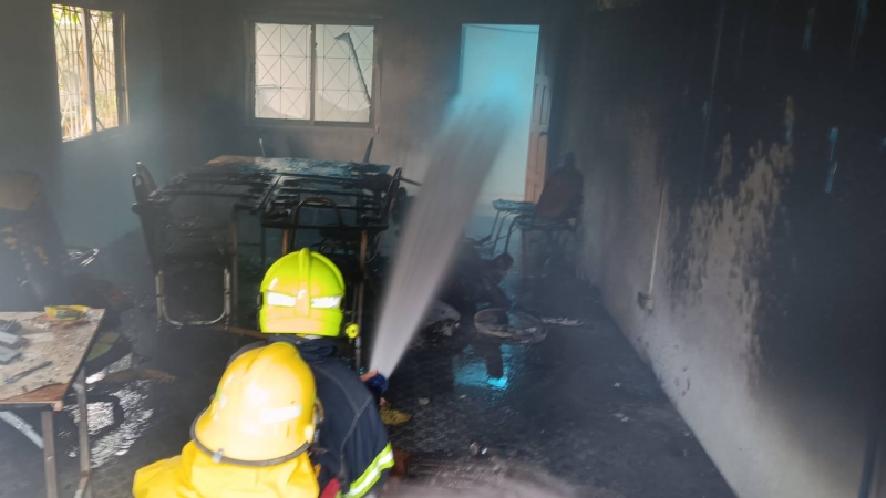 Temple building damaged by fire in Chalong