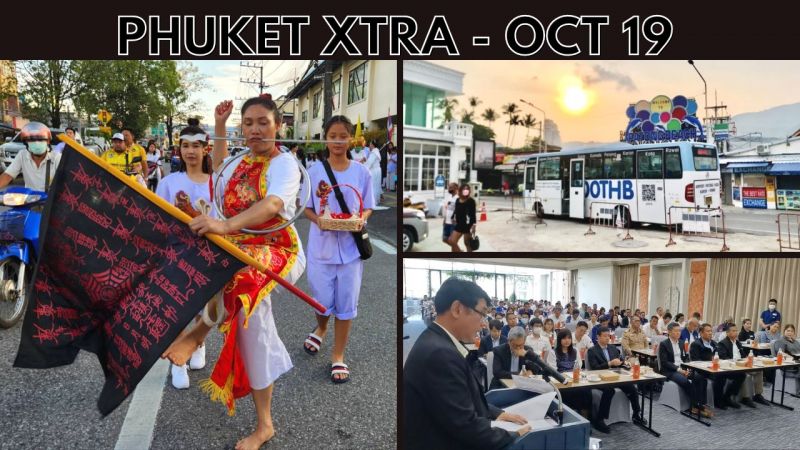 PHUKET XTRA: VIDEO: 40 Baht circle bus routes for Patong! Start of more Phuket Vegetarian Festival rituals || Oct 19