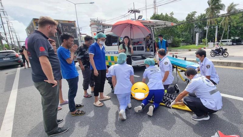 Woman hit by truck in Chalong