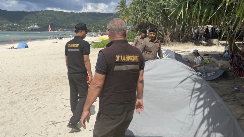 Foreigners removed from camping on Patong Beach