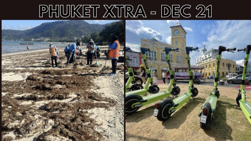 PHUKET XTRA: VIDEO: Algae bloom takes over Patong Beach, E-Scooters in Phuket raises legal questions || Dec 21