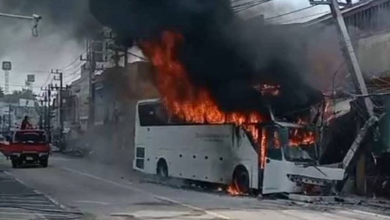 Phuket driver arrested after drug-induced bus crash and fire