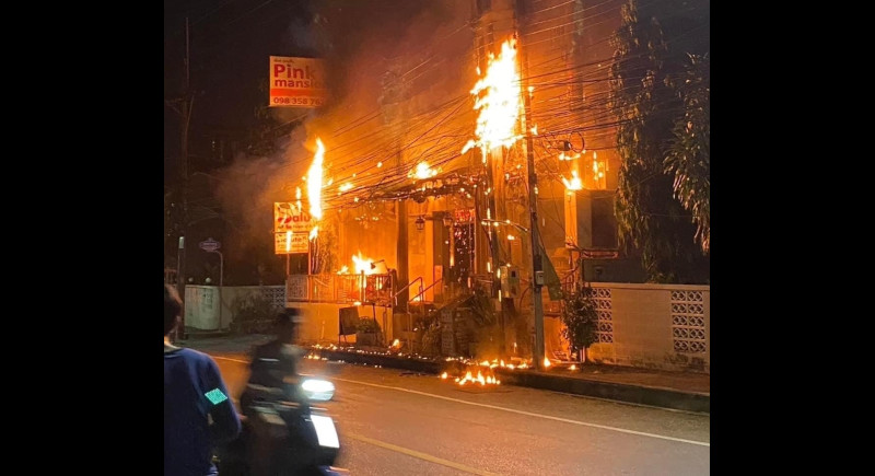 Transformer sets Phuket Town apartment building on fire