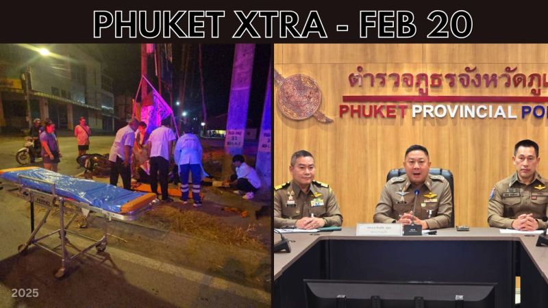 PHUKET XTRA: VIDEO: Crash into power pole in Srisoonthorn, Phuket police crackdown || Feb 20