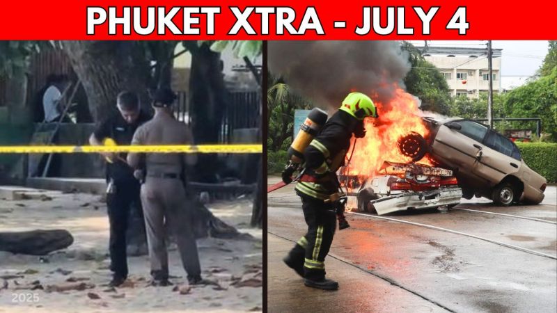 PHUKET XTRA: VIDEO: Police search for 15 more bomb scare suspects, Phuket grocery doubles as meth shop || July 4