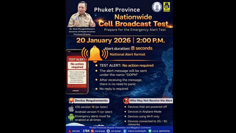 Public told not to panic in cell broadcast disaster alert test