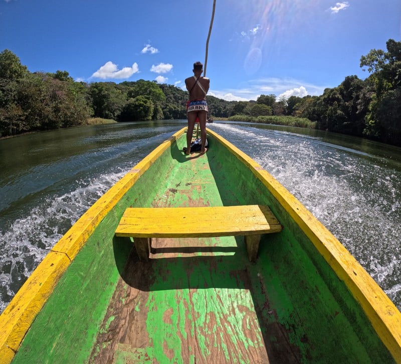 On the Chagres River in Panama’s Chagres National Park with a member of the indigenous Embera tribe. Photo: Todd Miller