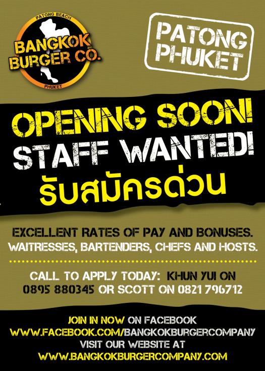 Bangkok Burger- Staff wanted