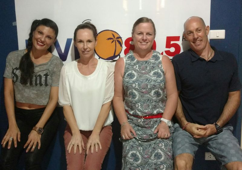 Healthy Donna chatting with the team of wellness, Linda, Kim and Hayden