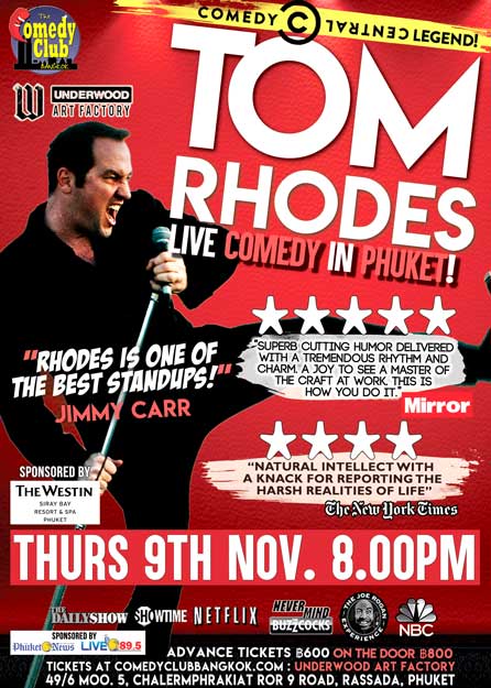 CHRIS WEGODA - talks about TOM RHODES - LIVE COMEDY IN PHUKET - on 'LIVE 89.5 FM DRIVE ON LIVE' with JASON WILDER - 8-11-2017